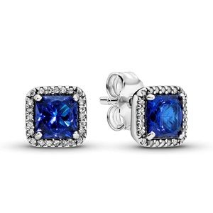 blue square pandora earrings!